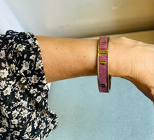 Load image into Gallery viewer, Vintage 90s Cartier-Inspired Pink Glitter Screwhead Bangle Bracelet
