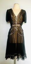 Load image into Gallery viewer, Reworked customized black sheer silk & lace dress Xs S