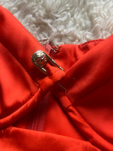 Load image into Gallery viewer, Redesigned cutout orange fitted mini dress. S M