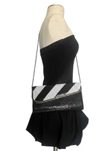 Load image into Gallery viewer, Vintage 80s Geometric Black & White Mesh Evening purse or clutch