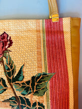 Load image into Gallery viewer, Vintage 60s Vinyl large Rose Tapestry tote Purse