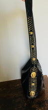 Load image into Gallery viewer, Vintage 90s black leather gold lion & studded accent messenger bag - Unisex