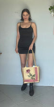 Load image into Gallery viewer, Vintage 60s Vinyl large Rose Tapestry tote Purse