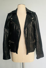 Load image into Gallery viewer, Women’s black leather Motorcycle Jacket - S