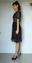 Load image into Gallery viewer, Reworked customized black sheer silk & lace dress Xs S