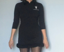 Load image into Gallery viewer, Custom black fur trim high waist mod ultra mini skirt - Small