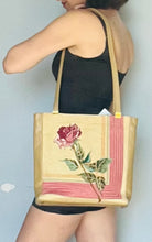 Load image into Gallery viewer, Vintage 60s Vinyl large Rose Tapestry tote Purse