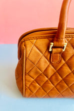 Load image into Gallery viewer, Vintage 80s Brown handmade Italian Quilted Leather Mini Tote bag