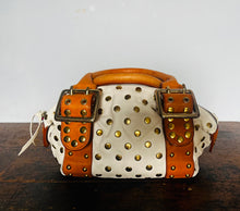 Load image into Gallery viewer, Vintage Y2K custom made studded leather gold studded tote