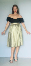 Load image into Gallery viewer, Handmade vintage high waist gold skirt M