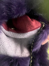 Load image into Gallery viewer, Handmade recycled purple fur clutch/purse