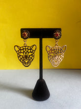 Load image into Gallery viewer, Reworked cougar-tiger drop earrings