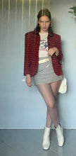 Load image into Gallery viewer, Vintage 80s french collar red & black checker blazer - S M