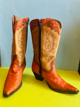 Load image into Gallery viewer, Vintage ostrich leather western boots size 7-7.5 US