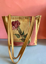 Load image into Gallery viewer, Vintage 60s Vinyl large Rose Tapestry tote Purse