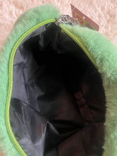 Load image into Gallery viewer, Custom reworked mint green faux fur tote purse