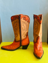 Load image into Gallery viewer, Vintage ostrich leather western boots size 7-7.5 US