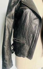 Load image into Gallery viewer, Women’s black leather Motorcycle Jacket - S