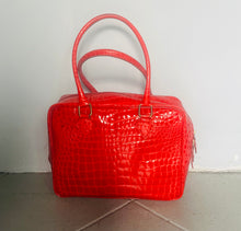 Load image into Gallery viewer, Vintage Mod faux leather alligator finish Red Tote bag