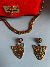 Load image into Gallery viewer, Reworked cougar-tiger drop earrings