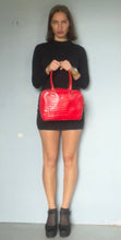 Load image into Gallery viewer, Vintage Mod faux leather alligator finish Red Tote bag