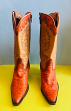 Load image into Gallery viewer, Vintage ostrich leather western boots size 7-7.5 US