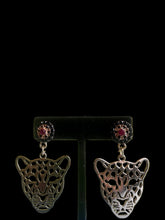 Load image into Gallery viewer, Reworked cougar-tiger drop earrings