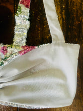 Load image into Gallery viewer, Reworked Sequin Floral Bralette Top – Silver Stretch Disco Glam XS/S