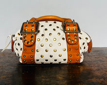 Load image into Gallery viewer, Vintage Y2K custom made studded leather gold studded tote