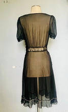 Load image into Gallery viewer, Reworked customized black sheer silk & lace dress Xs S