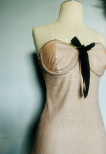 Load image into Gallery viewer, Reworked glittery strapless micro mini dress S - M