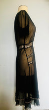 Load image into Gallery viewer, Reworked customized black sheer silk & lace dress Xs S