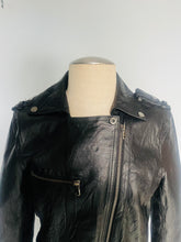 Load image into Gallery viewer, Women’s black leather Motorcycle Jacket - S