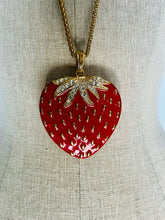 Load image into Gallery viewer, Vintage y2k large enamel strawberry necklace