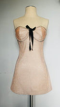 Load image into Gallery viewer, Reworked glittery strapless micro mini dress S - M