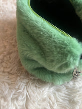 Load image into Gallery viewer, Custom reworked mint green faux fur tote purse