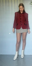 Load image into Gallery viewer, Vintage 80s french collar red & black checker blazer - S M
