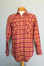 Load image into Gallery viewer, Vintage 70s plaid fleece western pearl snap shirt - Med