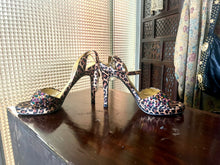 Load image into Gallery viewer, Vintage Satin ankle strap Betsy Johnson heels redone size 7 - 7.5 US