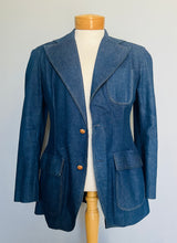 Load image into Gallery viewer, Hand made vintage 70s Mens Denim blazer Small