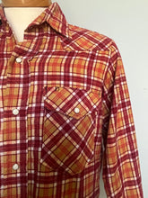 Load image into Gallery viewer, Vintage 70s plaid fleece western pearl snap shirt - Med