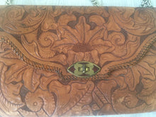 Load image into Gallery viewer, Vintage 70s handtooled revived bohemian purse