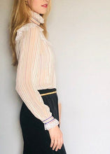 Load image into Gallery viewer, Vintage sheer silk lace ruffled blouse Small