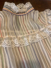 Load image into Gallery viewer, Vintage sheer silk lace ruffled blouse Small