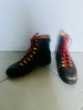 Load image into Gallery viewer, Leather Navy Blue french hiking boots.  Size 8 US
