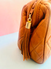 Load image into Gallery viewer, Vintage 80s Brown handmade Italian Quilted Leather Mini Tote bag
