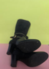 Load image into Gallery viewer, Vintage Italian black suede &amp; leather knee high boots Sz 7-7.5 US
