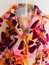 Load image into Gallery viewer, Rare 70s vintage Psychedelic ruffled bls - XS - Petite
