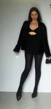 Load image into Gallery viewer, Vintage black faux lamb fur blazer Jacket.  S -  M
