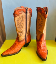 Load image into Gallery viewer, Vintage ostrich leather western boots size 7-7.5 US
